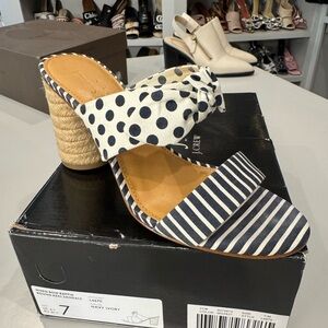 J crew brand new in box high heel striped sandal mule size 7